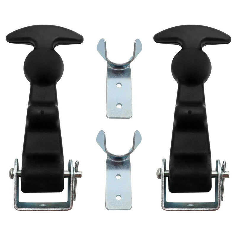 [Australia - AusPower] - QWORK 2Packs 4.7 inch T-Handle Draw Latches with Brackets, Rubber Flexible Hood Catch t-Handle Hasp, for Tool Box, Hood, Vehicle Engine 2 Pack 