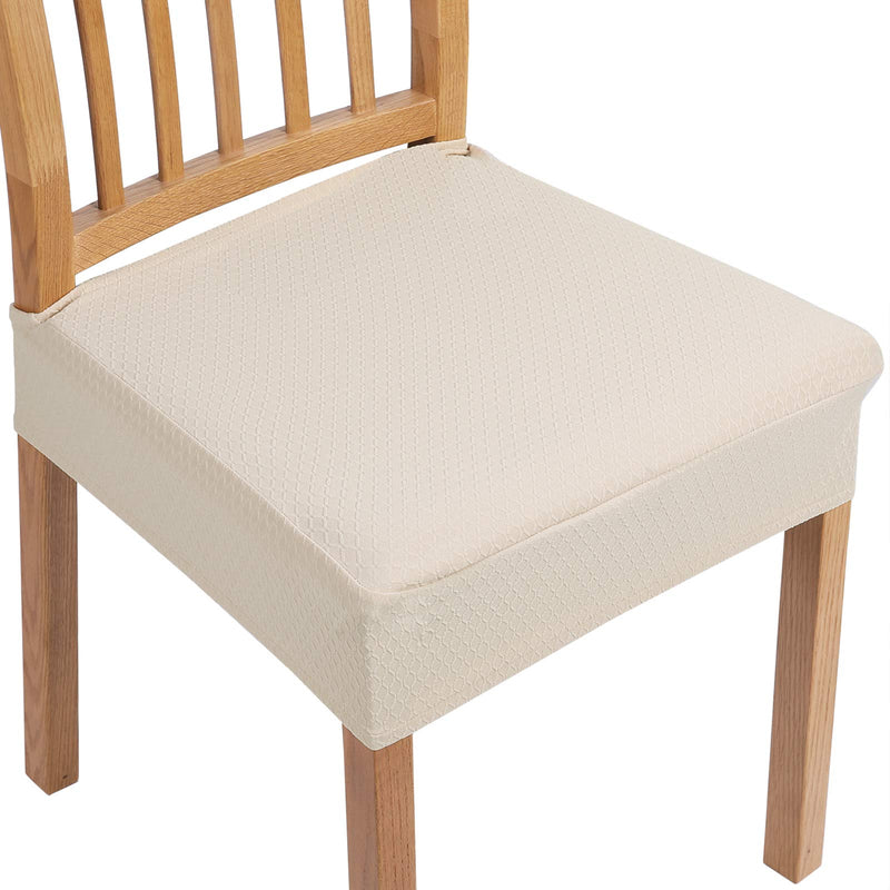 [Australia - AusPower] - smiry Stretch Jacquard Chair Seat Covers, Removable Washable Anti-Dust Chair Seat Protector Slipcovers for Dining Room, No Rear Covers - Set of 4, Beige 