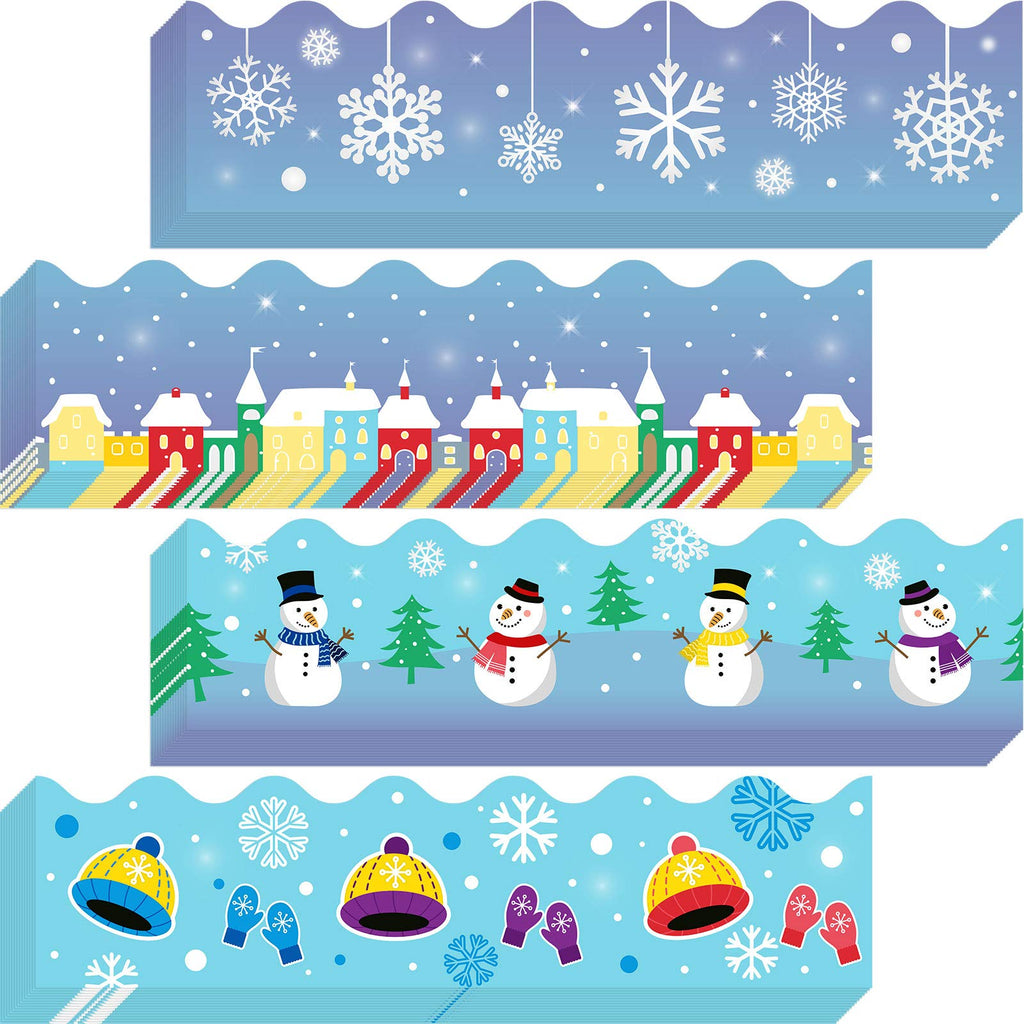 [Australia - AusPower] - 60 Pieces Christmas Bulletin Borders Snowflakes Winter Snowman Borders Christmas Themed Trim Board Stickers Label Stickers for Classroom Decoration Birthday Christmas Party Supplies 