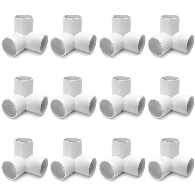 [Australia - AusPower] - QWORK 3 Way 1/2" Tee PVC Fitting Elbow,12Pack PVC Fitting Connector,Furniture Grade, for Building Furniture and PVC Structures, White 1/2 Inch 