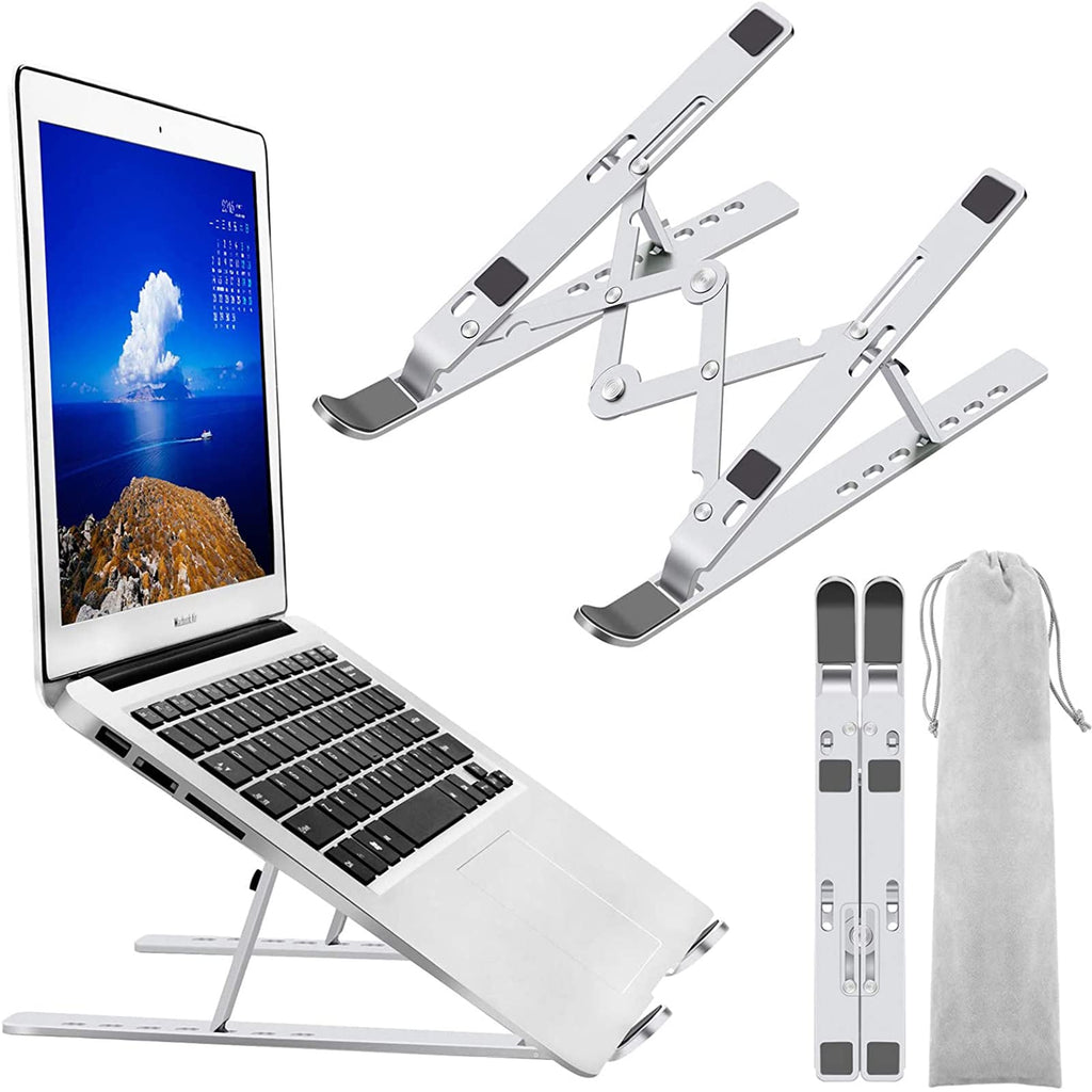 [Australia - AusPower] - Laptop Stand, Laptop Holder Riser Computer Stand, Adjustable Aluminum Foldable Portable Notebook Stand, Compatible with MacBook Air Pro, HP, Lenovo, Dell, More 10-15.6” Laptops and Tablets (Silver) 