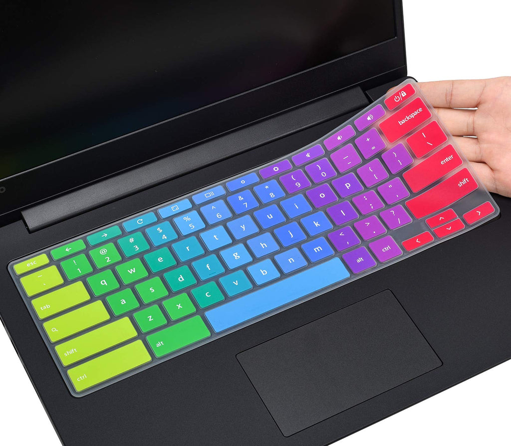 [Australia - AusPower] - Colorful Keyboard Skin Cover for 2020 2019 Lenovo 14 inch Chromebook / Lenovo Chromebook S330 S340 S345 14 Laptop / Lenovo 14e Chromebook, 14 inch Lenovo Chromebook Accessories, Rainbow 