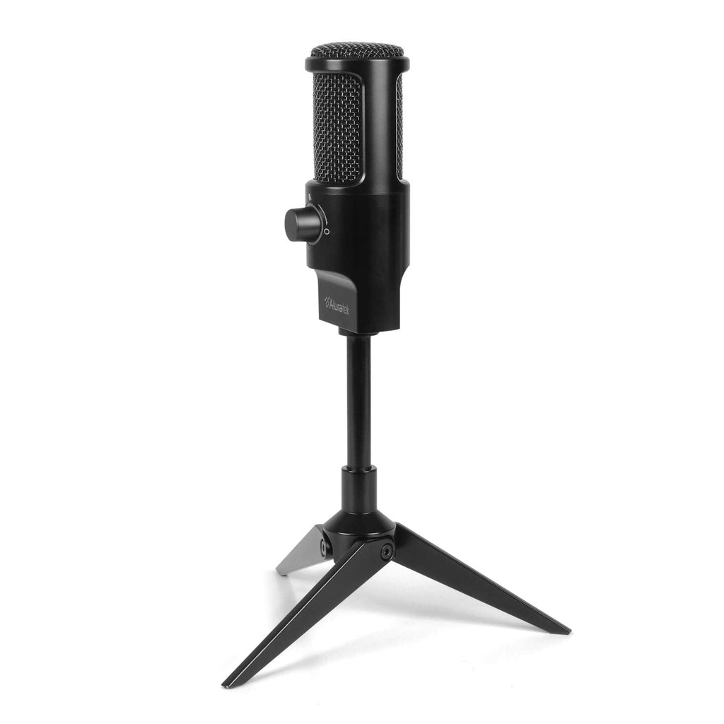 [Australia - AusPower] - Aluratek USB Omnidirectional Microphone for Laptop, PC, and Mac, with Condenser, Adjustable Stand, for Streaming, Recording, Podcasting, YouTube, Zoom, (AUVM01F), Black 