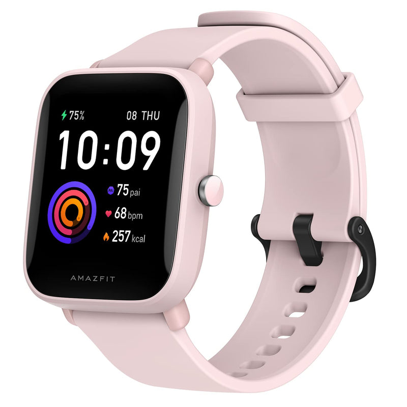 [Australia - AusPower] - Amazfit Bip U Smart Watch Fitness Tracker for Men Women with 60+ Sports Modes, 9-Day Battery Life, Blood Oxygen Breathing Heart Rate Sleep Monitor, 5 ATM Waterproof, for iPhone Android Phone (Pink) Pink 