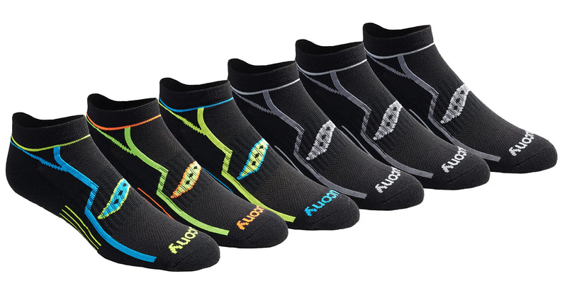 [Australia - AusPower] - Saucony Men's Multi-pack Bolt Performance Comfort Fit No-Show Socks Shoe Size: 5-8 Black (6 Pairs) 
