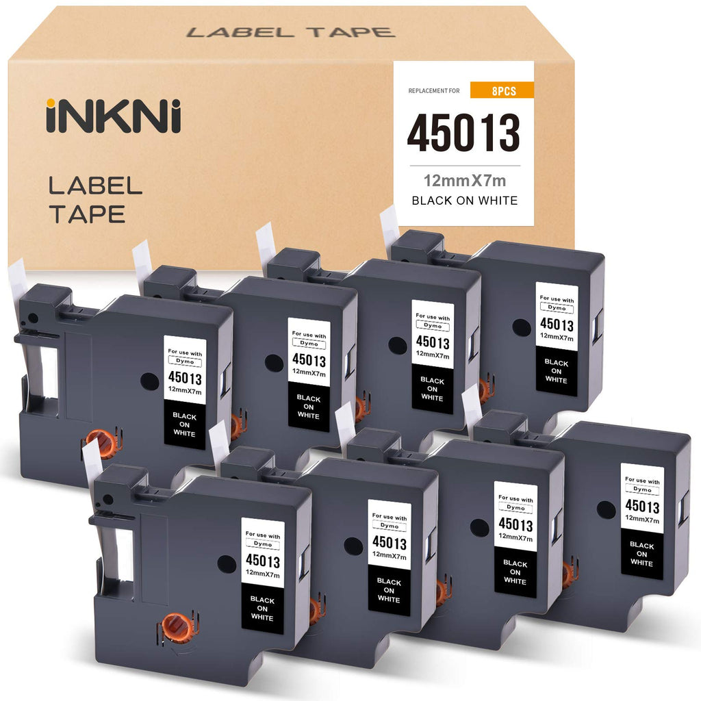 [Australia - AusPower] - INKNI Compatible Label Tape Replacement for DYMO 45013 (S0720530) Label Maker Tape Work with DYMO 160 280 PnP 360D 210D Labeler, 0.47 Inch x 23 Feet, 8-Pack 