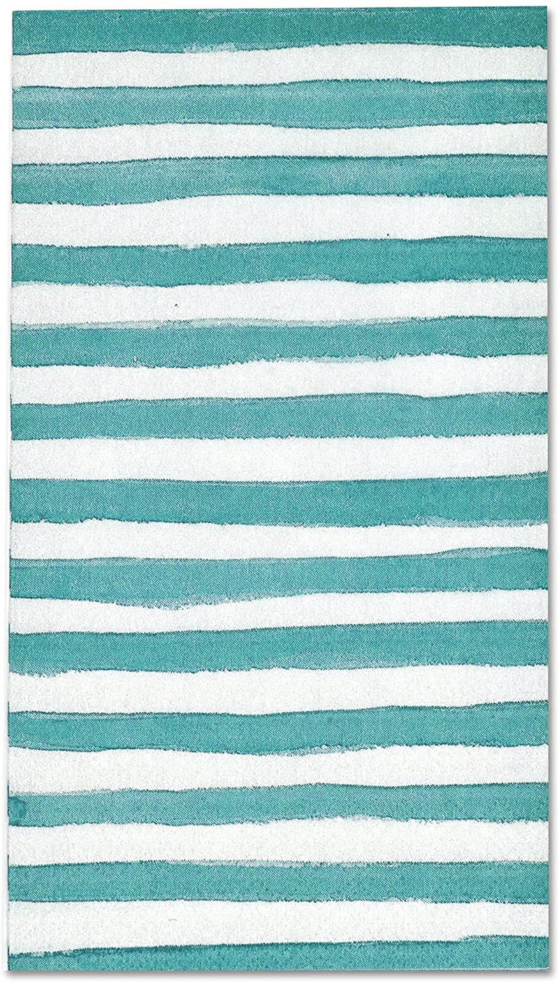[Australia - AusPower] - 100 Teal & White Stripe Guest Napkins 3 Ply Disposable Paper Pack Aqua Blue Striped Dinner Hand Napkin for Bathroom Powder Room Wedding Holiday Birthday Party Bridal & Baby Shower Decorative Towels Teal Stripe 