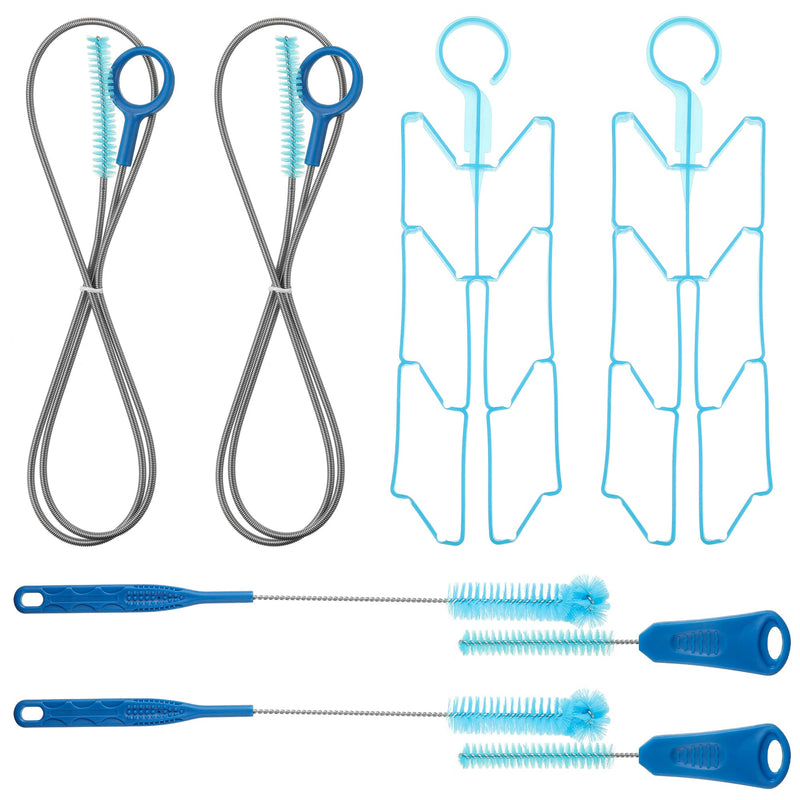 [Australia - AusPower] - 2 Packs Hydration Bladder Cleaning Kit, 8 in 1 Water Bladder Cleaning Brush Kit Includes Flexible Long Bladder Brush for Hose Small Bite Valve Brush Big Brush Drying Collapsible for Bladder Blue 