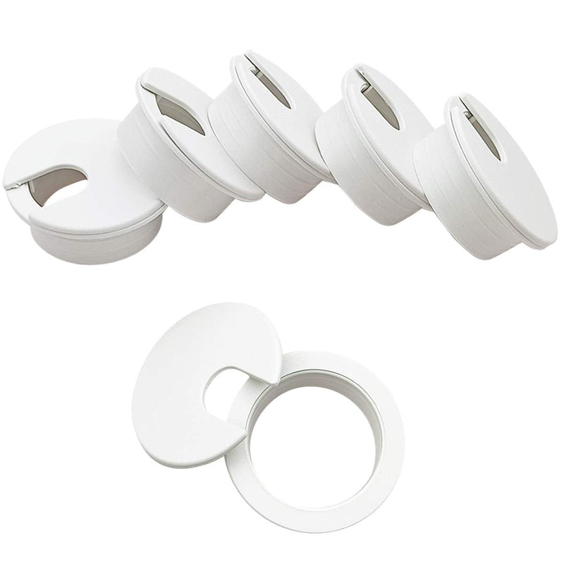 [Australia - AusPower] - 6pcs Desk Grommet 1-3/8 inch Plastic Wire Cord Cable Grommets Hole Cover for Office PC Desk Cable Cord Organizer (White) White 35mm/ 1-3/8 Inch Mounting Hole Diameter 