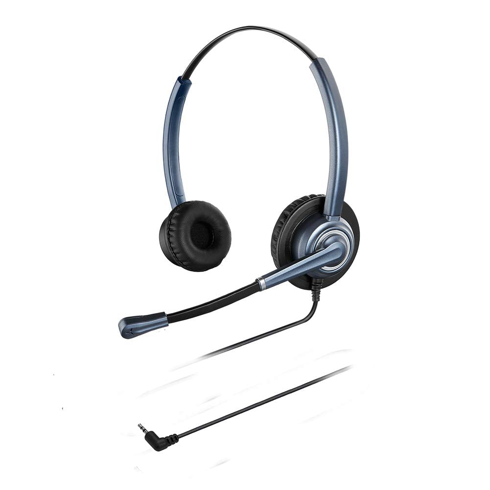 [Australia - AusPower] - Oppetec Dual Ear Noise Cancelling Microphone Headset 2.5mm Jack, Work Headset with Microphone, Compatible with Panasonic, Cisco SPA, Avaya, Grandstream, Gigaset Cordless Phones, Yealink DECT 