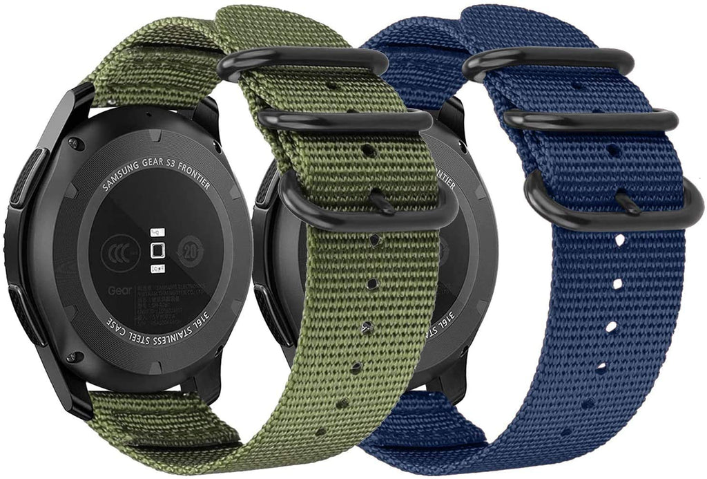 [Australia - AusPower] - Watdoc Bands Compatible with Galaxy Watch 3 45mm/Galaxy Watch 46mm/Gear S3,Soft Nylon Band 22mm Quick Release Replacement Sport Compatible with Samsung Gear S3 Classic Smartwatch Navy blue+Army Green 