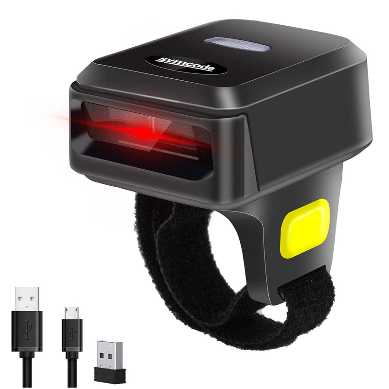 [Australia - AusPower] - Portable Ring Barcode Reader Scanner Bluetooth 2.4Ghz Wireless &USB Wired 3 in 1 Connection Windows.Mac OS.Android.Portable Wearable Mini Finger Bar Code Reader 