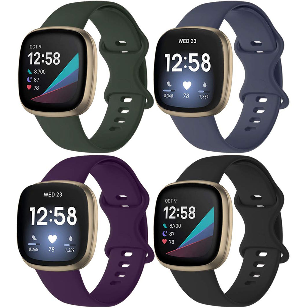 [Australia - AusPower] - Huadea 4 Packs Bands Compatible with Fitbit Sense/Versa 3, Soft Silicone Sport Strap Replacement Wristband for Fitbit Sense/Versa 3 Smart Watch 