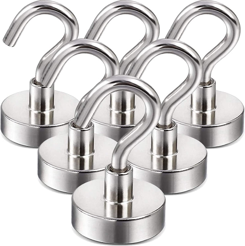 [Australia - AusPower] - DIYMAG Magnetic Hooks, 25Lbs Strong Heavy Duty Cruise Magnet S-Hooks for Classroom, Fridge, Hanging, Cabins, Grill, Kitchen, Garage, Workplace and Office etc, (6 Pack-Silver),Screw in Hooks Silver 6Pack 25Lbs+ 