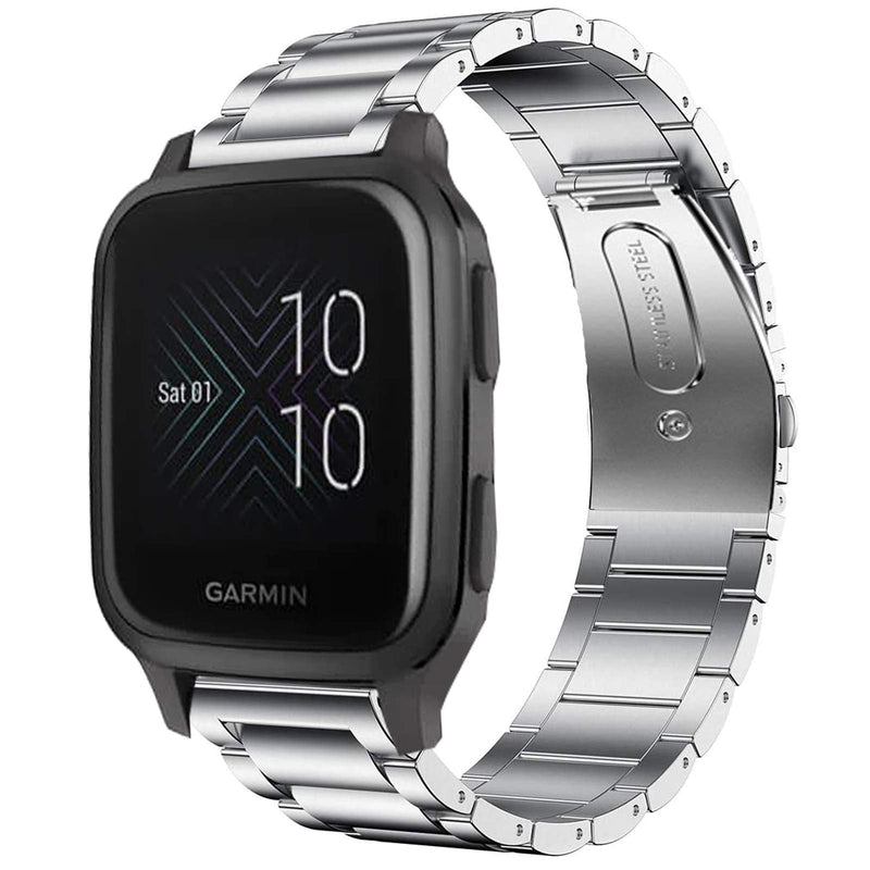[Australia - AusPower] - Compatible with Garmin Venu Sq Bands, YOUkei Stainless Steel Metal Replacement Strap Bracelet Compatible with Garmin Venu Sq Smartwatch/Venu 2 Plus Smartwatch 2022 (Silver) Silver 