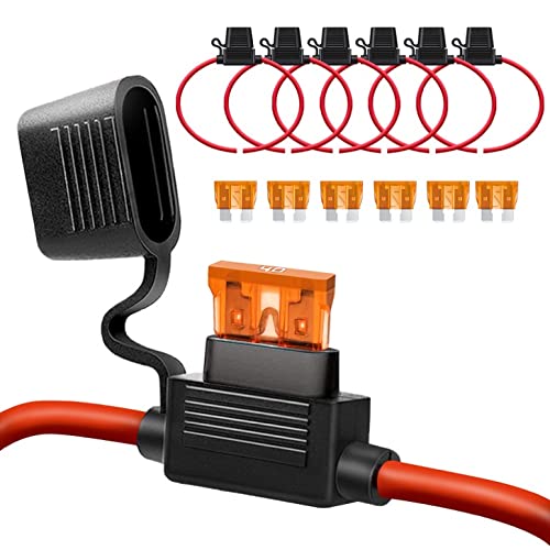 [Australia - AusPower] - 10 AWG Inline Fuse Holder - 12 Volts Fuse Holder for 40A Blade Fuse (6 Pack) 10 AWG 