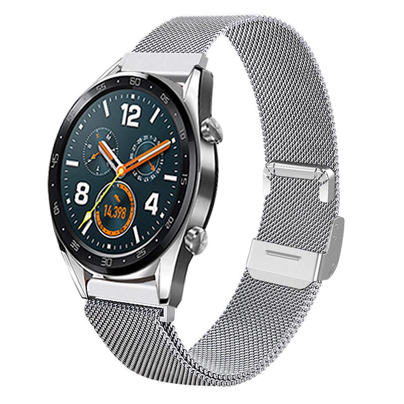 [Australia - AusPower] - JTlong88 Compatible with Huawei Watch GT2 42mm/honor magic2 42mm/Samsung Galaxy Watch 42mm/Active 2/Galaxy Watch 3 41mm Bands,20mm Quick Release Genuine Leather Silicone Hybrid Watch Strap 22mm Mesh-Sliver 