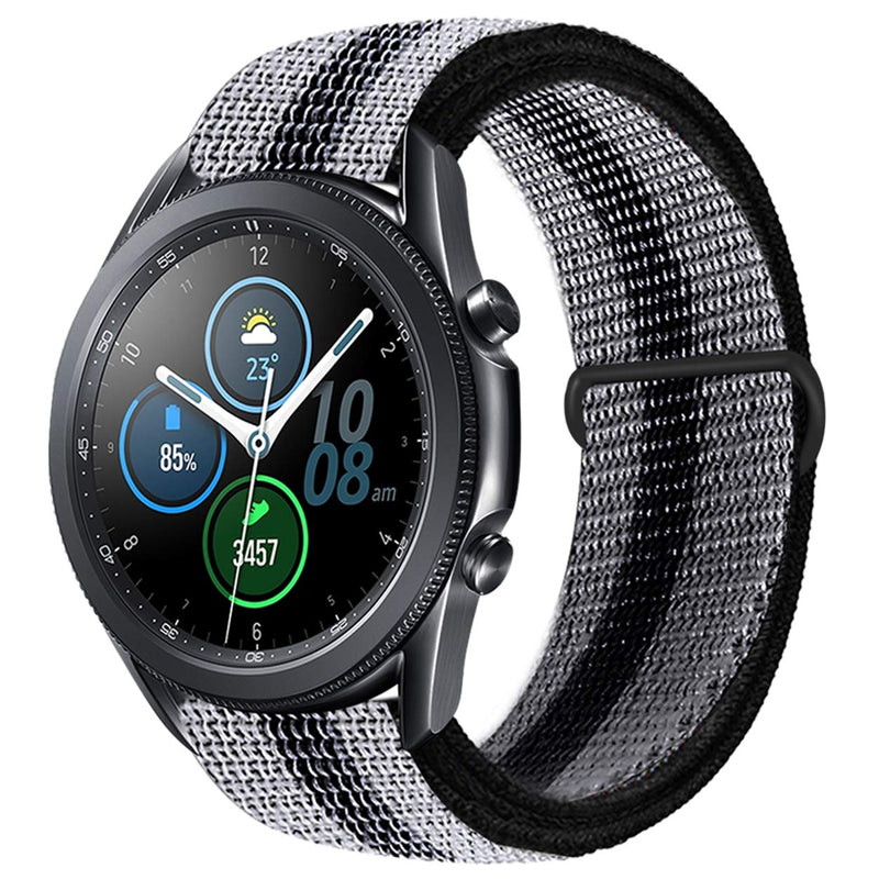 [Australia - AusPower] - Lomet 22mm Nylon Bracelet Strap Compatible with Samsung Galaxy Watch 3 45mm/Gear S3 Frontier/Classic Band, Replacement for Ticwatch Pro/Samsung Galaxy Watch 46mm Smartwatch 1-black stripe 