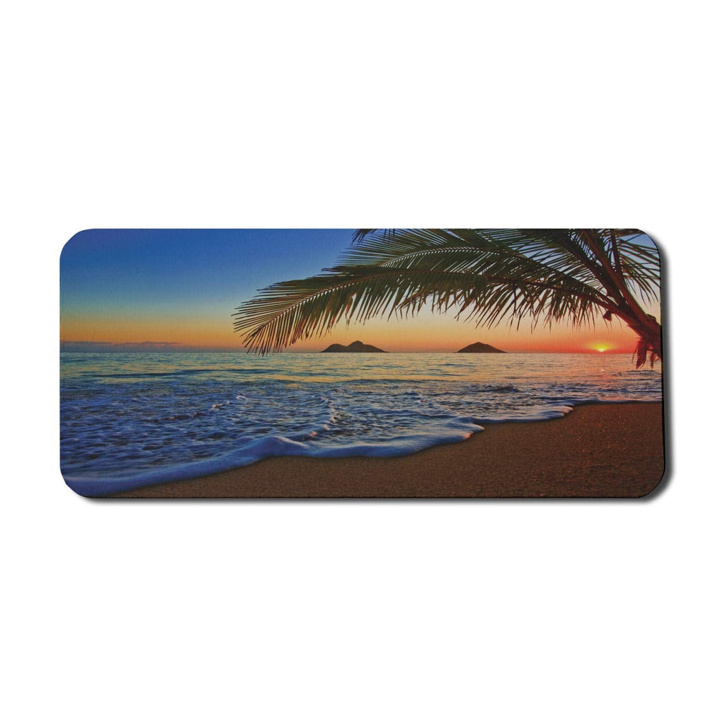 [Australia - AusPower] - Ambesonne Hawaiian Computer Mouse Pad, Pacific Sunrise at Lanikai Beach Hawaii Wavy Ocean Surface Colorful Sky Scene, Rectangle Non-Slip Rubber Mousepad X-Large, 35" x 15" Gaming Size, Brown Blue 