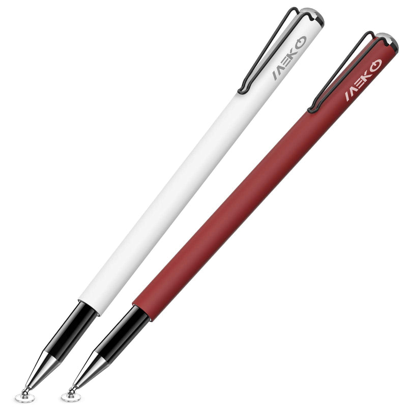 [Australia - AusPower] - Stylus Pens for iPad, [Rainbow Series] MEKO 2020 Newly Exclusive 2-in-1 Universal Ballpoint Disc Stylus Touch Screen Pens for Apple iPhone and Tablets & Cell Phones with 6 Replacement Tip-Red/White White/Red 