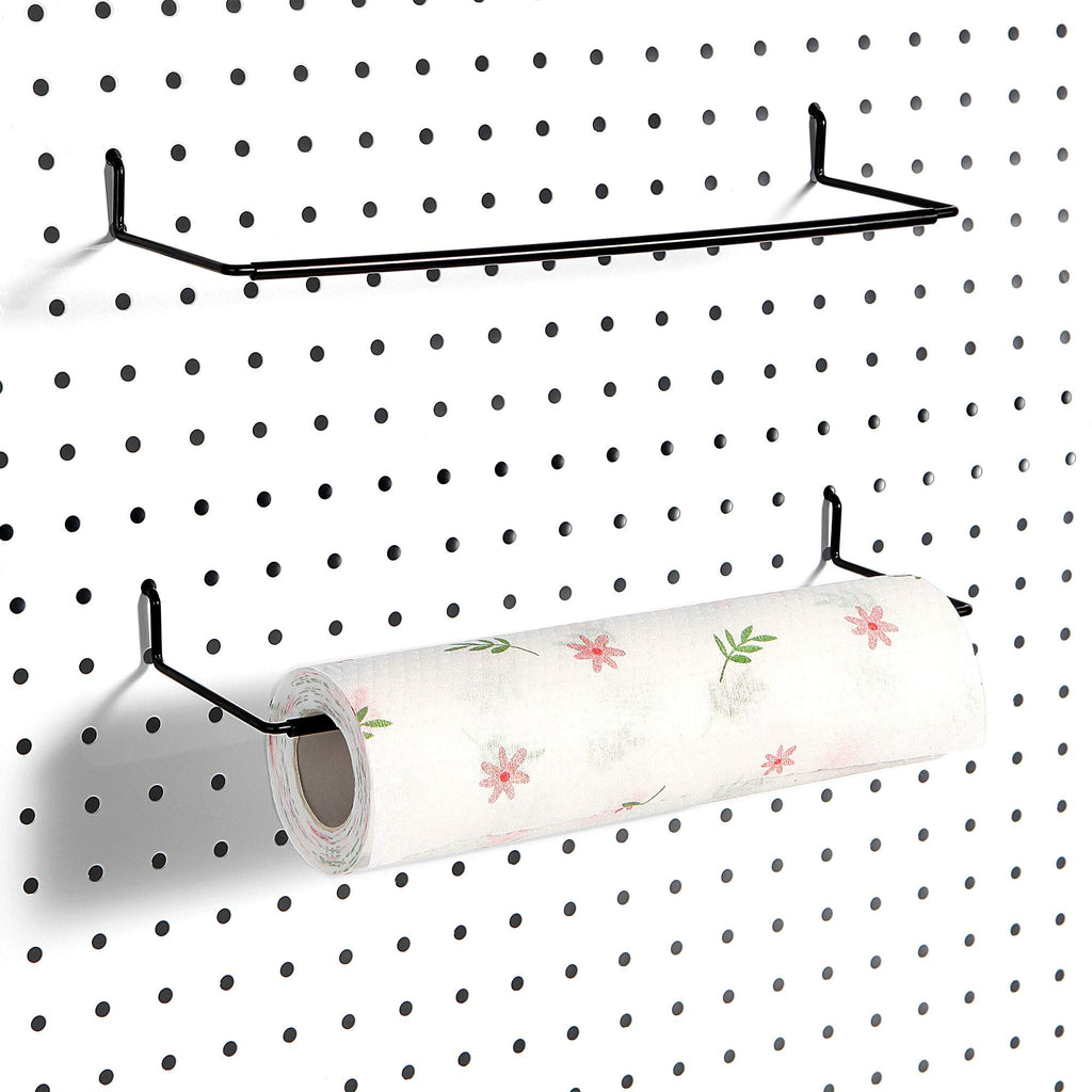 [Australia - AusPower] - Paper Towel Holder for Pegboard, Extendable, Fit Any Standard Pegboard, 2 Packs, Black 