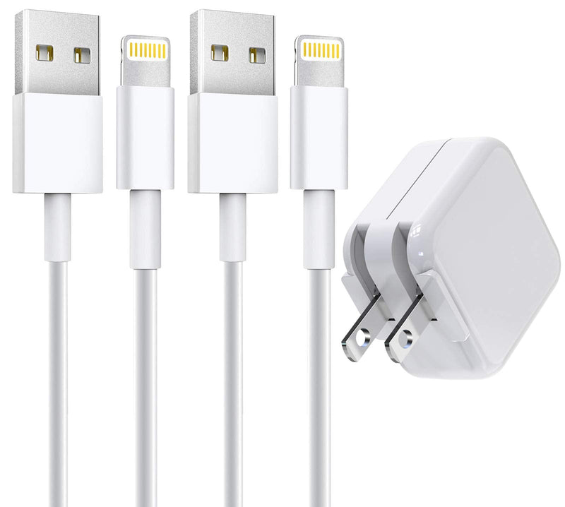 [Australia - AusPower] - [Apple MFi Certified] iPad iPhone Charger, Stuffcool 2.4A/12W USB Wall Charger with Foldable Plug & 2 Pack 6FT Lightning Cable Fast Charge Data Sync Cord for iPhone 13/12/11/XS/XR/X 8 7/iPad/AirPods 
