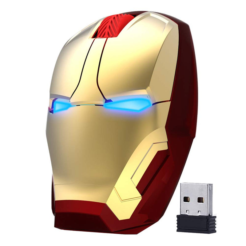 [Australia - AusPower] - ECOiNVA Wireless Iron Man Mouse 2.4G Optical Computer Mouse for Desktop Laptop PC Mac (Gold) Gold 