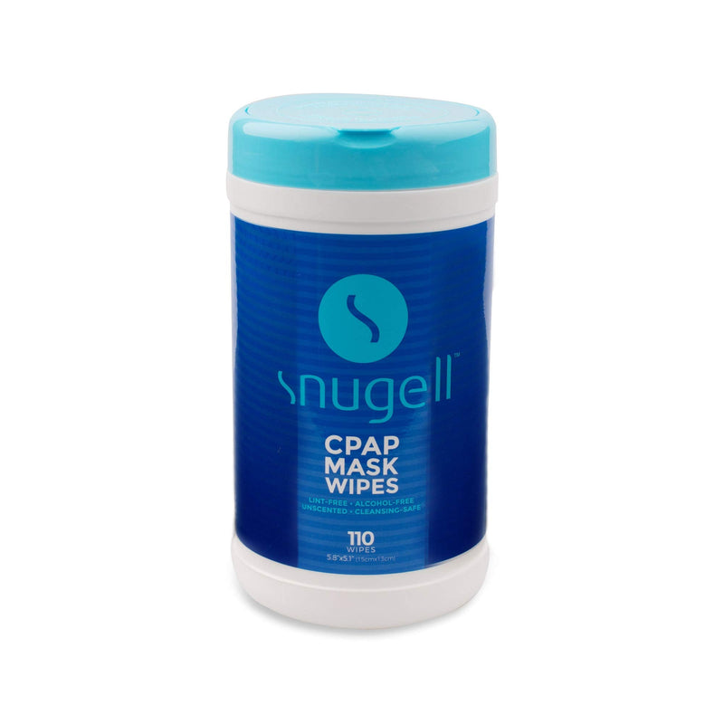 [Australia - AusPower] - CPAP Mask Wipes by Snugell | 110 Count | Unscented | 100% Soft Cotton | Lint & Alcohol Free | Skin Safe with Aloe Vera | Easy Opening Canister | Clean CPAP Mask, Tube & Devices (1) 1 
