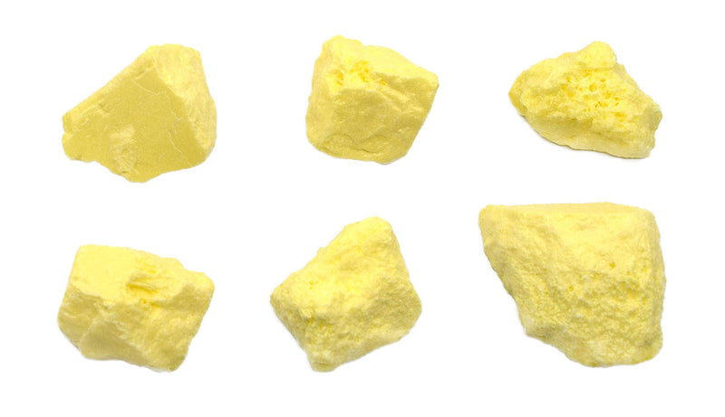 [Australia - AusPower] - 6PK Raw Sulfur, Mineral Specimens - Approx. 1" - Geologist Selected & Hand Processed - Great for Science Classrooms - Class Pack - Eisco Labs 6 