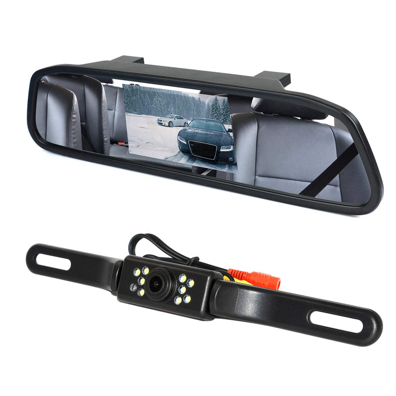 [Australia - AusPower] - Peojek Backup Camera and Monitor Kit, 4.3" Car Vehicle Rearview Mirror Monitor for Car Reverse Camera Waterproof Car Rear View Camera with 9 LED Night Vision (4.3" Backup Camera) 4.3" Backup Camera 