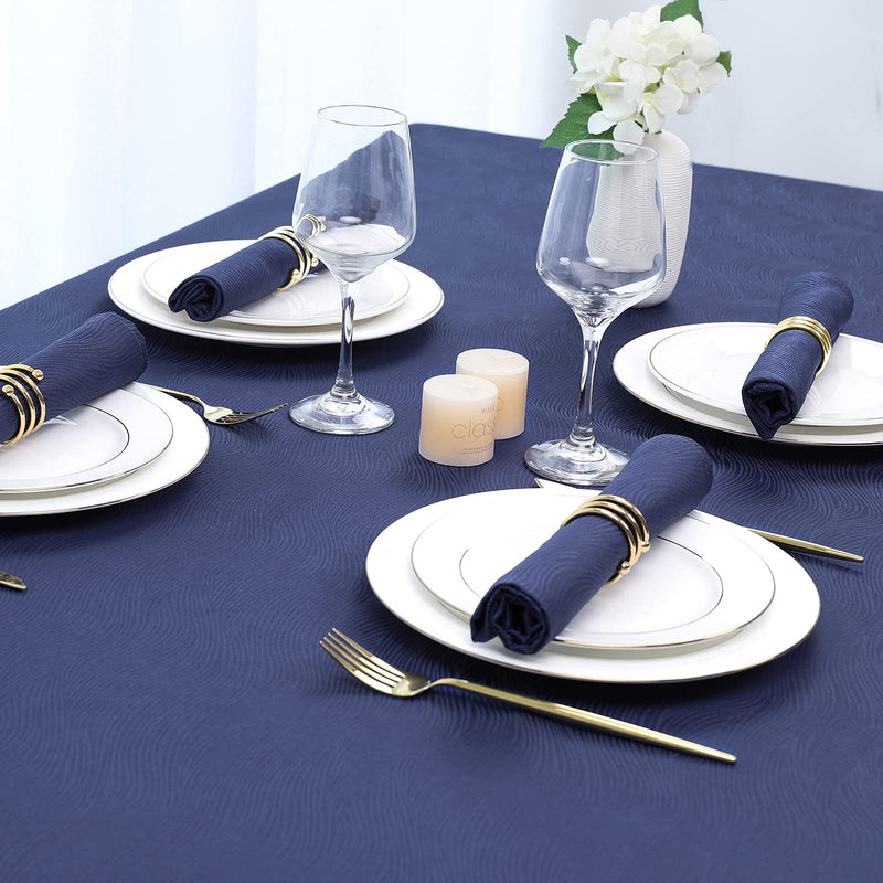 [Australia - AusPower] - 4 Pack Cloth Napkin 20 x 20 Inch Swirl Pattern Solid Washable Polyester Dinner Napkins Set with Hemmed Edges for Family Holiday Dinners Weddings Parties and Banquets, Navy Blue 20''x20'', Napkin Set of 4 