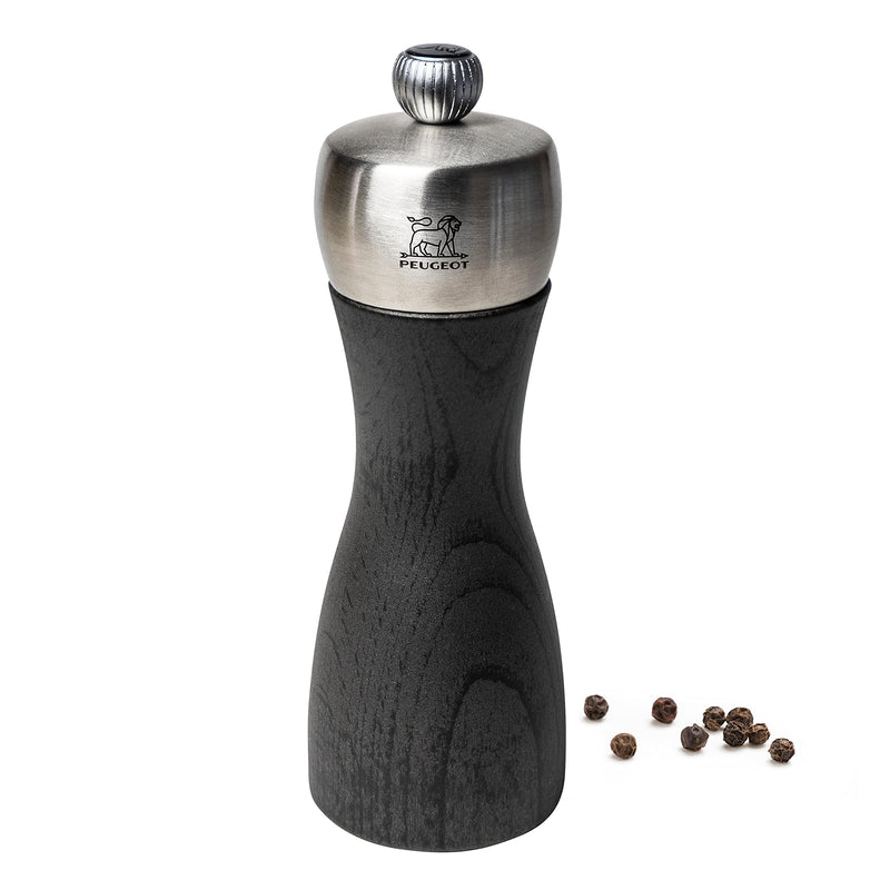 [Australia - AusPower] - Peugeot - Peugeot - Fidji Manual Pepper Mill - Adjustable Grinder - Beechwood and Stainless Steel, Graphite Finish, 6 Inches 