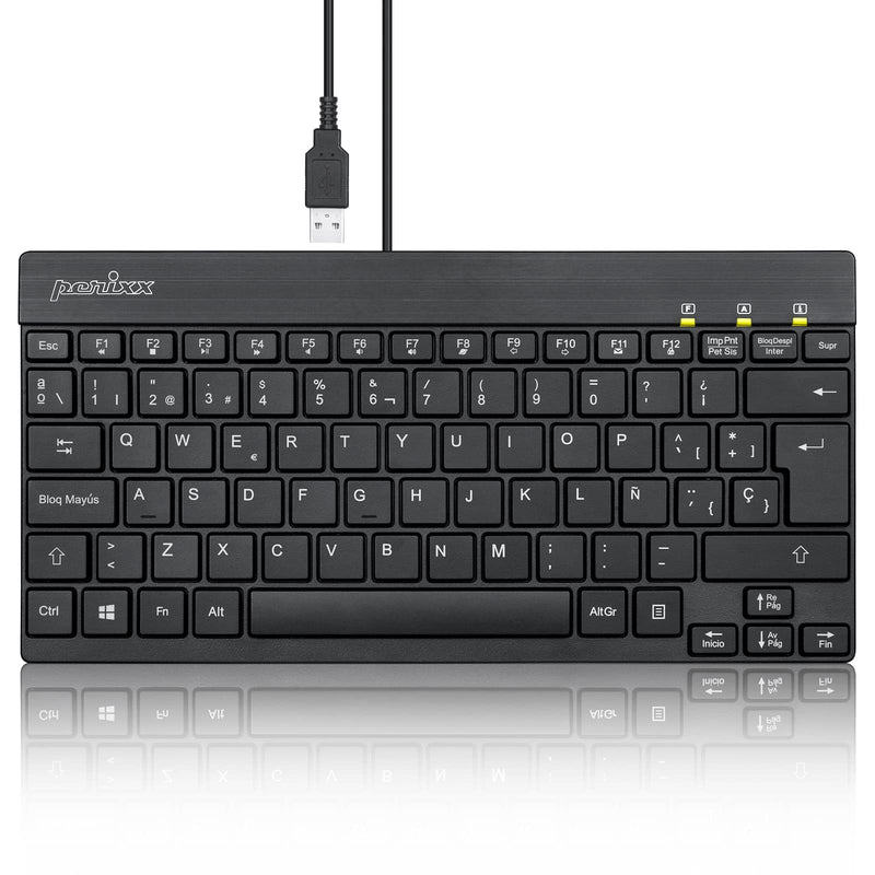 [Australia - AusPower] - Perixx PERIBOARD-426ES Mini Teclado con Cable USB - Negro - QWERTY Español 