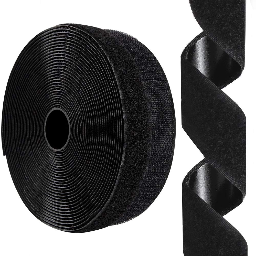 [Australia - AusPower] - 1 Inch x 26 Feet Hook and Loop Tape Sticky Back Fastener Roll, Nylon Self Adhesive Heavy Duty Strips Fastener for Home Office School Car and Crafting Organization 26ft x 1in Black 1 