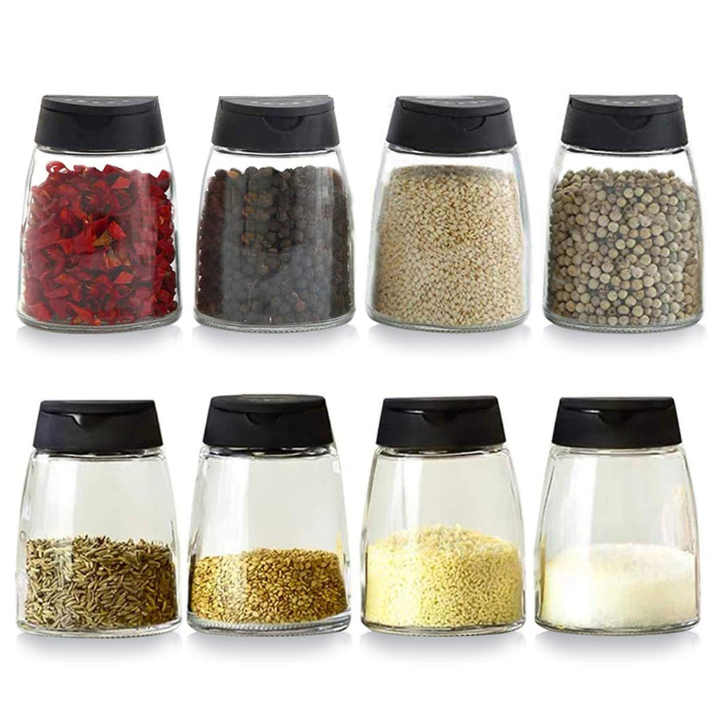 [Australia - AusPower] - Abdodar Glass Spice Jars with Shaker Pour Lid, Seasoning Shakers Glass Bottles Spice Shakers Salt & Pepper Shaker Container Set (black88) black88 