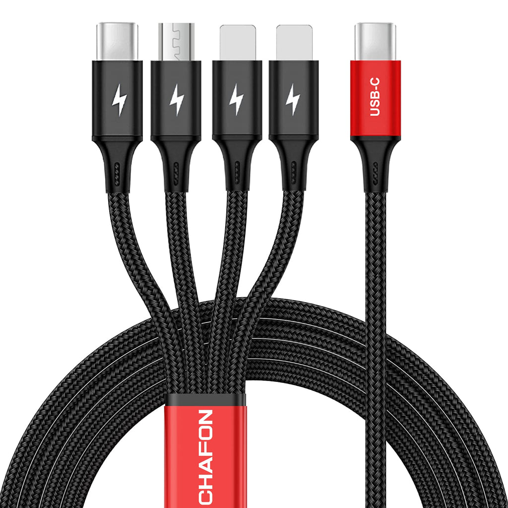 [Australia - AusPower] - CHAFON USB C to Multi Charging Cable,4 in 1 Charger Cord Nylon Braided Adapter with Type C/Micro USB Compatible with Cell Phones/Tablets/Galaxy/Google Pixel/Sony/LG/Amazon fire/Camera(4FT/2 Pack) 