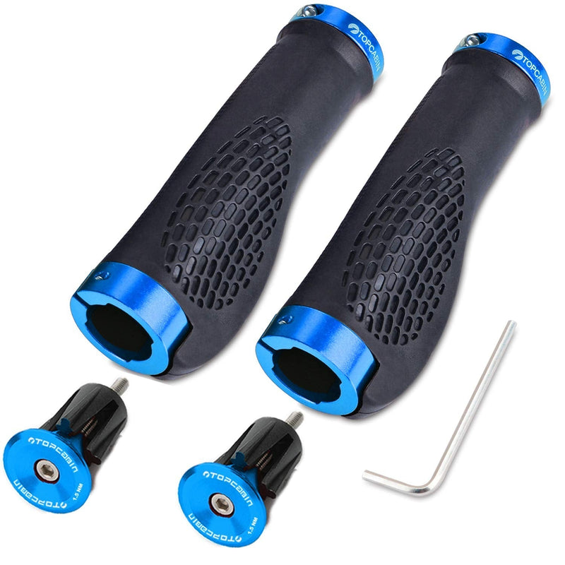 [Australia - AusPower] - TOPCABIN Bike Grips,Ergonomic Design Bicycle Grips Widen Holding Rubber Bike Handlebar Grips with Aluminum LockGrips for Bike Mountain Road MTB 