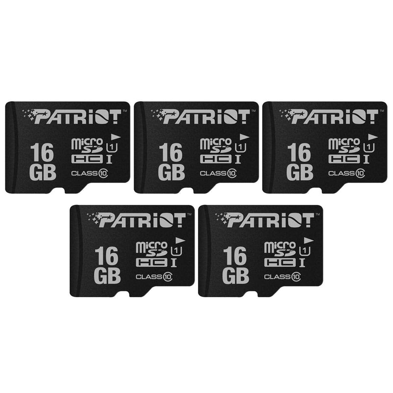 [Australia - AusPower] - Patriot LX Series Micro SD Flash Memory Card 16GB - 5 Pack Black 16GB 5-Pack 