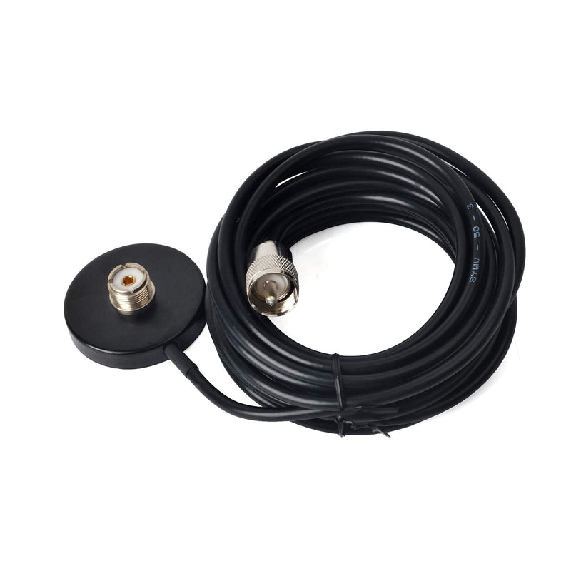 [Australia - AusPower] - HYS SO239 to UHF-MALE/PL259 Universal Mini Size Magnetic Base Indoor 2.16inch Magnet Base Mount W/5M(16.4ft) RG58 Coaxial Cable PL-259 Plug for Mini Size HF/VHF/UHF CB Radio UHF-Male Antenna 