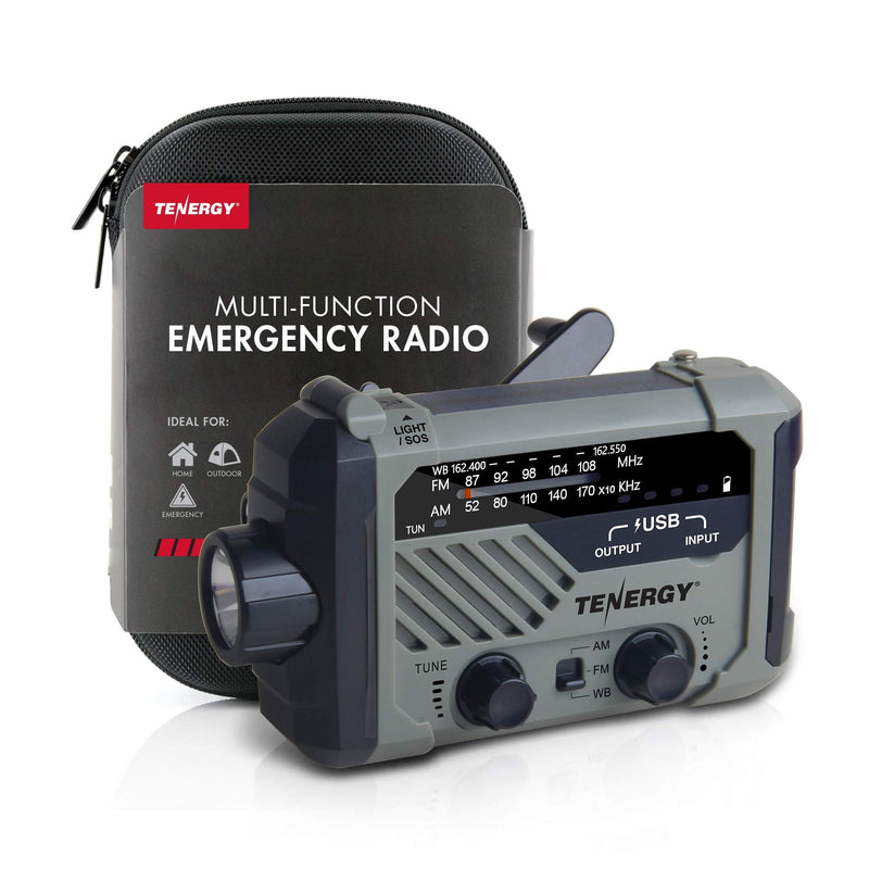 [Australia - AusPower] - Tenergy Multifunctional Hand Crank Weather Radio with LED Flashlights, SOS Alarm, Cell Phone Charger, AM/FM/NOAA Radio Frequencies, Ideal for Emergencies 