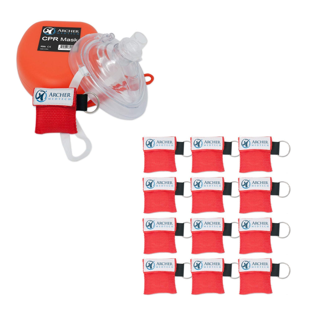 [Australia - AusPower] - CPR Face Shield Bundle. CPR Mask and 12 Pack of pocket CPR Face Shields. 