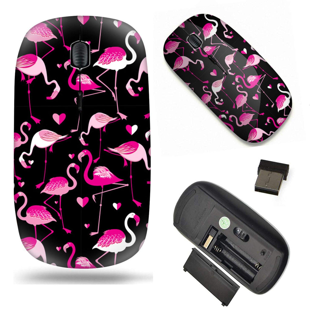 [Australia - AusPower] - Unique Pattern Optical Mice Mobile Wireless Mouse 2.4G Portable for Notebook, PC, Laptop, Computer - Pink Flamingo Tropical Pattern 