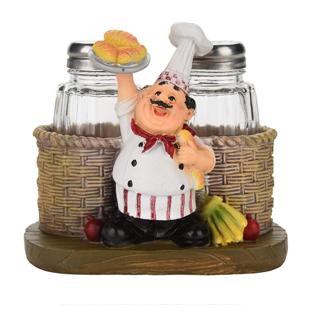 [Australia - AusPower] - Cute chef statue salt and pepper shaker holder decorations used for home kitchen decoration(#B) #B 