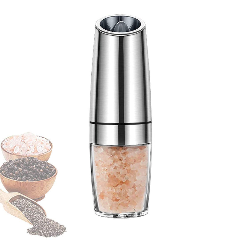 [Australia - AusPower] - Electric Salt and Pepper Grinder, Automatic Gravity Mill Set, Powered with Adjustable Coarseness, Halloween Christmas Kitchen Tool Gift Silver 
