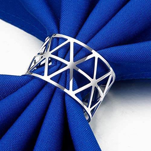 [Australia - AusPower] - 12 Pieces Hollow Out Napkin Rings Holders Napkin Ring Serviette Buckle Holder Household Metal Napkin Holder Adornment for Wedding Thanksgiving Christmas Party Dinner Table (Silver) Silver 