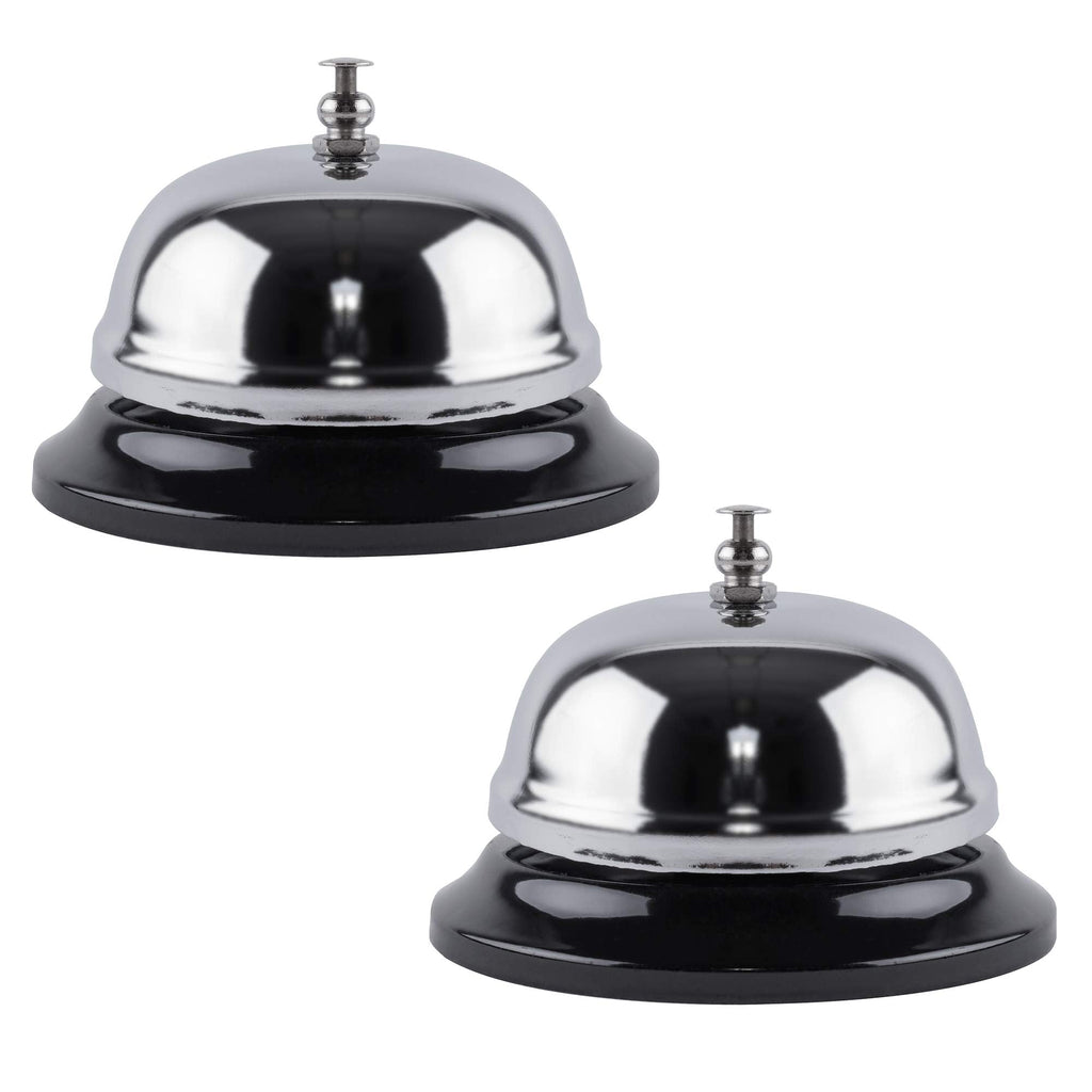 [Australia - AusPower] - 2 Pack Call Bell Front Desk 3.35 inch Silver Metal Anti-Rust Ringing Service Bell, for Hotels, Offices, Pet Dog Training, Schools, Reception, Restaurants, Warehouses, Elderly and Kids Hospitals 