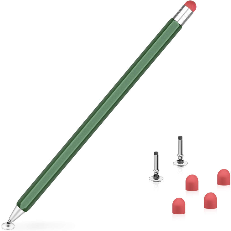 [Australia - AusPower] - Digiroot Universal Stylus, Disc & Fiber Tip 2-in-1 Rotatable Stylus for Apple/iPhone/Ipad pro/Mini/Air/Android/Microsoft/Surface with 3 Replacement Tips - (Green) Green 