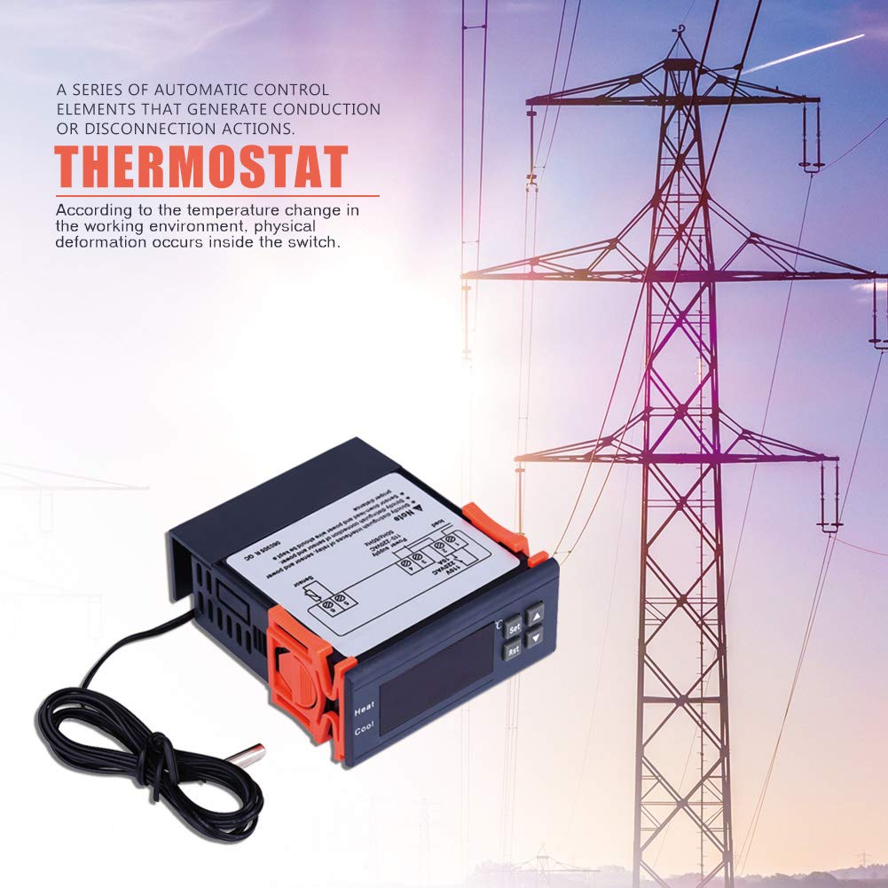 [Australia - AusPower] - Thermostat Controller Thermostat Controller STC-2000 Temperature Sensor Digital Display Heating and Cooling Modes for Industrial Production with Probe 