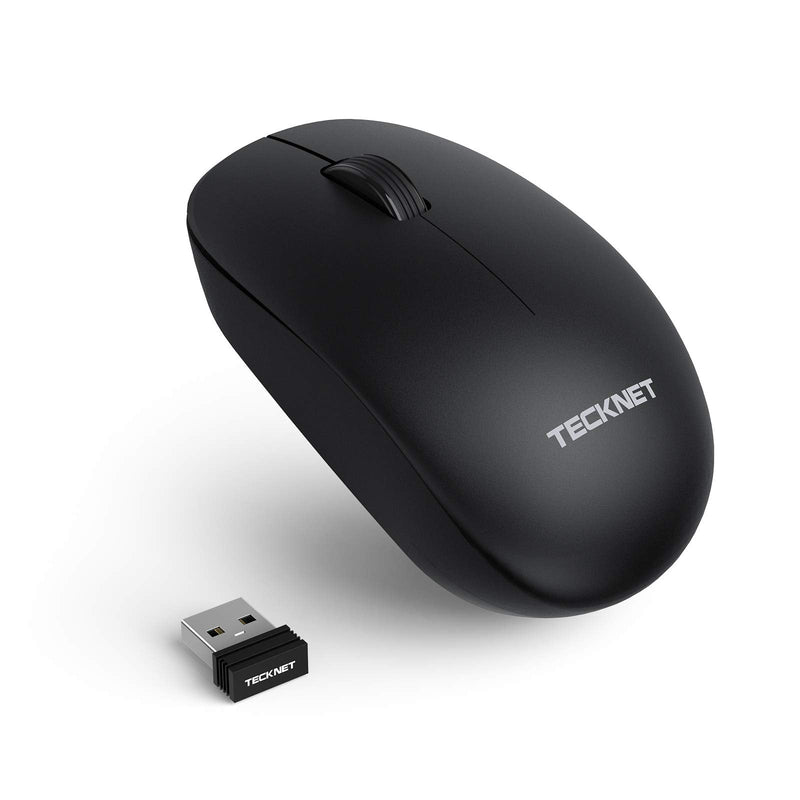 [Australia - AusPower] - TECKNET Wireless Mouse, 2.4G Compact Cordless Computer Mice with Nano Receiver, Portable Optical Mouse for Laptop PC Chromebook Notebook – Black 