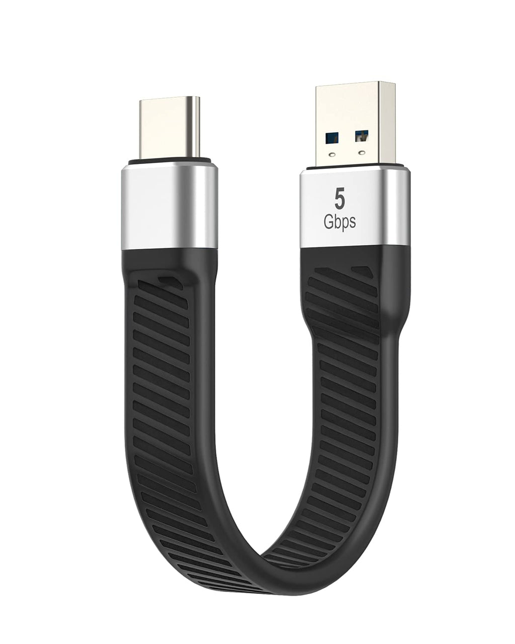 [Australia - AusPower] - Short USB Type C Cable, LamToon 5Gbps Data Sync 3A USB to USB C Fast/Quick Charge Cable 3.1 Gen 1 Type C Unique FPC Flat Design for Samsung Galaxy S10+ S9, Note 9 8, LG V20, Google Pixel, Power Bank Silver 